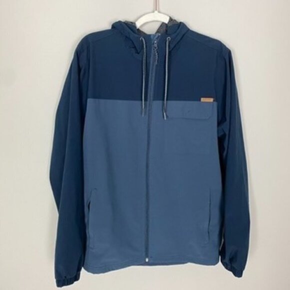 Voyager Full Zip Windbreaker Jacket Colorblock Mens Medium Hooded Eclipse Blue - Picture 2 of 8